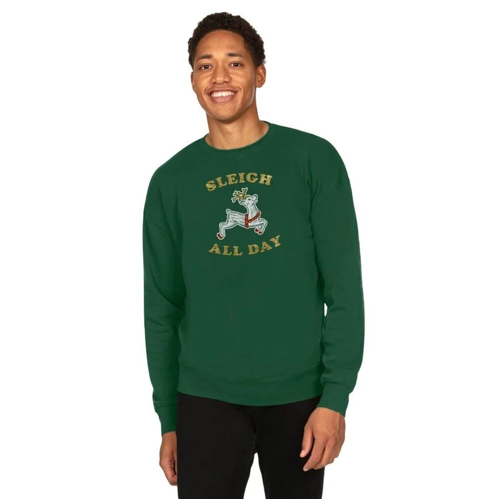 Tipsy Elves “Sleigh All Day” Green Reindeer Sweatshirt Size 3XL NWOT